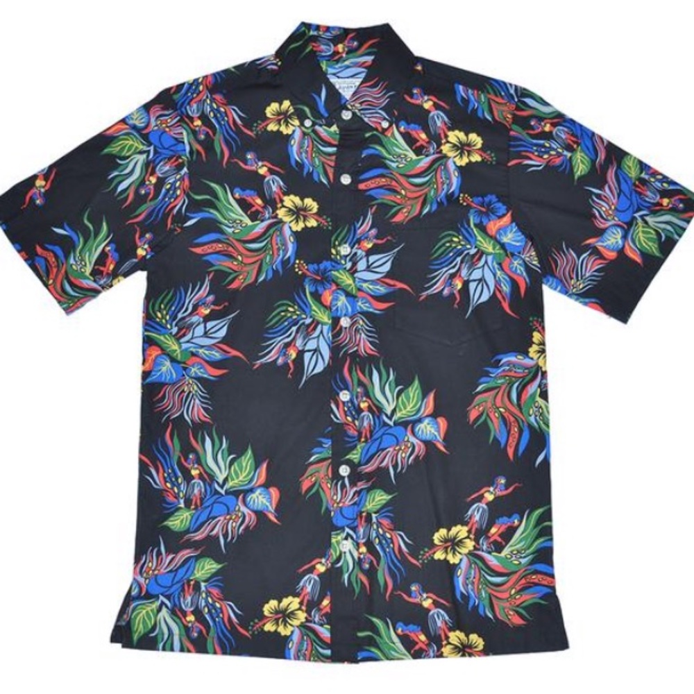 Avanti Hula Bloom Black Hawaiian Shirt